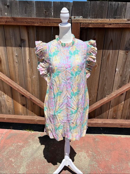 JODIFL Dresses & Skirts - JODIFL Pastel Floral Ruffle Sleeve Sleeveless Dress
